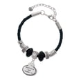 thumbnail image 1 of Delight Jewelry Silvertone Keep Calm and Travel On Mom Celtic Knot Leather Bead Bracelet, 7"+2" Extender, 1 of 4