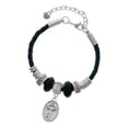 thumbnail image 1 of Delight Jewelry Silvertone Key - Oval Seal Granddaughter Celtic Knot Leather Bead Bracelet, 7"+2" Extender, 1 of 4