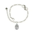 thumbnail image 1 of Delight Jewelry Silvertone Key - Oval Seal Silver-tone Paw Infinity Link Chain Bracelet, 6"+2" Extender, 1 of 3