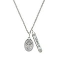 thumbnail image 1 of Delight Jewelry Silvertone Key - Oval Seal Silvertone Family Bar Charm Necklace, 23", 1 of 1