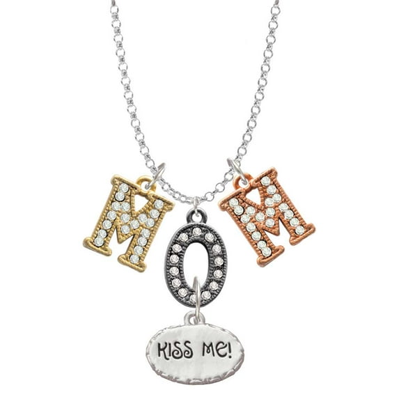 Delight Jewelry Silvertone Kiss Me ''I'm Magically Delicious'' Multi-Colored Crystal Mom Charm Necklace