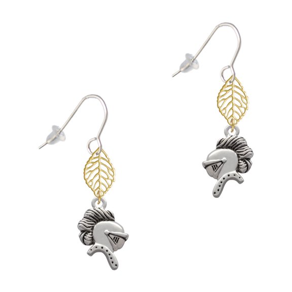Delight Jewelry Silvertone Knight - Mascot Goldtone Leaf French Earrings