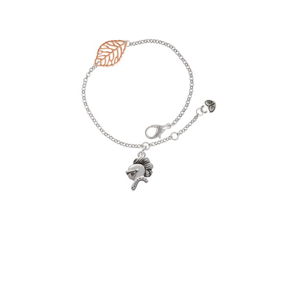Delight Jewelry Silvertone Knight - Mascot - Rose Goldtone Leaf Delicate Bracelet, 6.25+1.75"