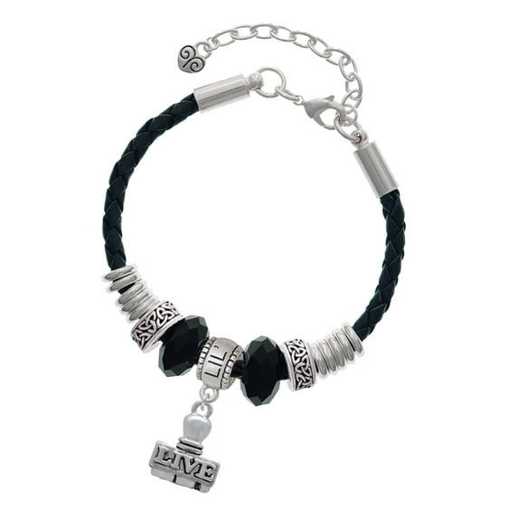 Delight Jewelry Silvertone LIVE Stamp Big Sister Celtic Knot Leather Bead Bracelet, 7"+2" Extender