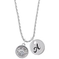 thumbnail image 1 of Delight Jewelry Silvertone Ladybug - Round Seal Silvertone Script Initial Disc - A - Charm Necklace, 20"+3", 1 of 4