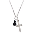thumbnail image 1 of Delight Jewelry Silvertone Large 2-D Black Cat Back I Have Plans for You Engraved Cross Zoey Necklace, 28", 1 of 4