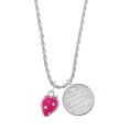 thumbnail image 1 of Delight Jewelry Silvertone Large 3-D Hot Pink Strawberry with Crystals She is Clothed in Stength and Dignity Charm Necklace, 20"+3", 1 of 4