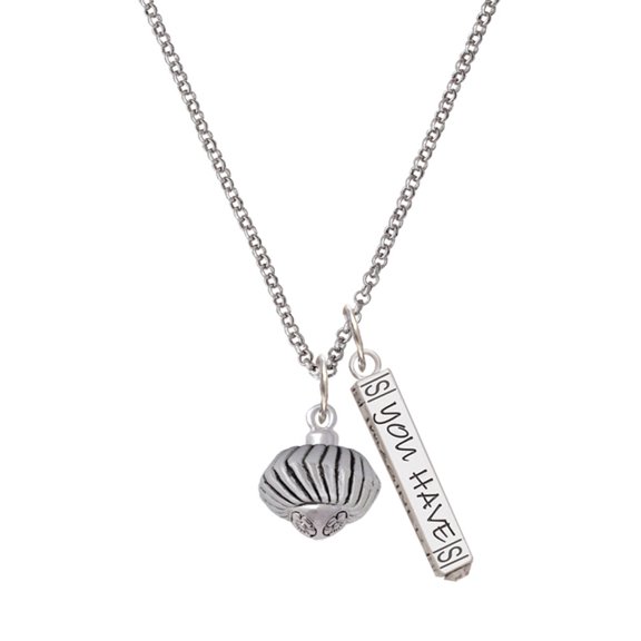 Delight Jewelry Silvertone Large Angled Rope Spinner Silvertone Live the Life You Have Imagined Bar Charm Necklace, 23"
