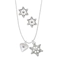 thumbnail image 1 of Delight Jewelry Silvertone Large April - Clear Crystal Heart Silver tone Snowflake Charm Necklace and Stud Earrings, 1 of 4