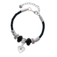 thumbnail image 1 of Delight Jewelry Silvertone Large August - Lime Green Crystal Heart Big Sister Celtic Knot Leather Bead Bracelet, 7"+2" Extender, 1 of 4