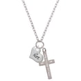 thumbnail image 1 of Delight Jewelry Silvertone Large ''Aunt'' Heart with Clear Crystal I Set You Apart Engraved Cross Zoey Necklace, 28", 1 of 4