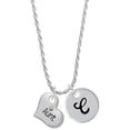 thumbnail image 1 of Delight Jewelry Silvertone Large ''Aunt'' Heart with Clear Crystal Silvertone Script Initial Disc - C - Charm Necklace, 20"+3", 1 of 4