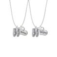 thumbnail image 1 of Delight Jewelry Silvertone Large Ballet Slippers Mother & Daughter Heart Necklaces (Set of 2), 19"+2", 1 of 4