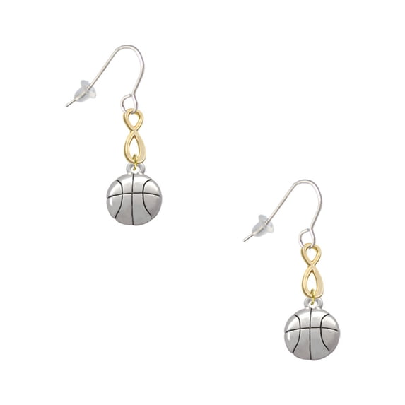 Delight Jewelry Silvertone Large Basketball Gold Tone Infinity French Earrings