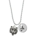 thumbnail image 1 of Delight Jewelry Silvertone Large Bear - Mascot Silvertone Script Initial Disc - A - Charm Necklace, 20"+3", 1 of 4