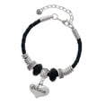 thumbnail image 1 of Delight Jewelry Silvertone Large Believe with Ribbon Heart Daughter Celtic Knot Leather Bead Bracelet, 7"+2" Extender, 1 of 4
