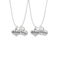 thumbnail image 1 of Delight Jewelry Silvertone Large Believe with Ribbon Heart Mother & Daughter Heart Necklaces (Set of 2), 19"+2", 1 of 4