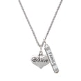 thumbnail image 1 of Delight Jewelry Silvertone Large Believe with Ribbon Heart Silvertone Family Bar Charm Necklace, 23", 1 of 4