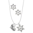 thumbnail image 1 of Delight Jewelry Silvertone Large ''Big Sister'' Heart with Clear Crystal Silver tone Snowflake Charm Necklace and Stud Earrings, 1 of 4