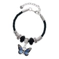 thumbnail image 1 of Delight Jewelry Silvertone Large Blue Butterfly with 6 AB Crystals Niece Celtic Knot Leather Bead Bracelet, 7"+2" Extender, 1 of 4