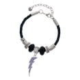 thumbnail image 1 of Delight Jewelry Silvertone Large Blue Crystal Lightning Bolt Mother Celtic Knot Leather Bead Bracelet, 7"+2" Extender, 1 of 1