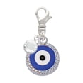thumbnail image 1 of Delight Jewelry Silvertone Large Blue Evil Eye with AB Crystal Border - Silvertone Clip on Charm with Clear Crystal Drop, 1 of 4