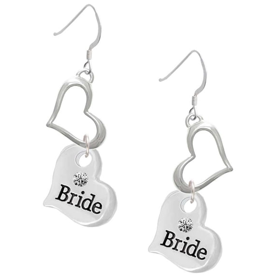 Delight Jewelry Silvertone Large Bride Heart Open Heart French Earrings