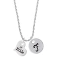 thumbnail image 1 of Delight Jewelry Silvertone Large Bride Heart Silvertone Script Initial Disc - F - Charm Necklace, 20"+3", 1 of 4
