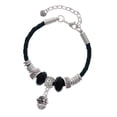 thumbnail image 1 of Delight Jewelry Silvertone Large Bullets Spacer Spinner Grandmother Celtic Knot Leather Bead Bracelet, 7"+2" Extender, 1 of 4