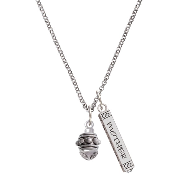 Delight Jewelry Silvertone Large Bullets Spacer Spinner Silvertone Mother Daughter Bar Charm Necklace, 23"