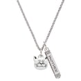 thumbnail image 1 of Delight Jewelry Silvertone Large Cat Face Silvertone Mother Daughter Bar Charm Necklace, 23", 1 of 4