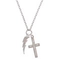 thumbnail image 1 of Delight Jewelry Silvertone Large Clear AB Crystal Lightning Bolt I Set You Apart Engraved Cross Zoey Necklace, 28", 1 of 4