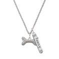 thumbnail image 1 of Delight Jewelry Silvertone Large Clear Crystal Dog Bone Silvertone Family Bar Charm Necklace, 23", 1 of 4