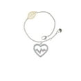 thumbnail image 1 of Delight Jewelry Silvertone Large Clear Crystal Heart with AB Crystal Heartbeat - Goldtone Leaf Delicate Bracelet, 6.25+1.75", 1 of 4