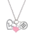 thumbnail image 1 of Delight Jewelry Silvertone Large Clear Crystal Heart with Heartbeat - Light Pink Heart Nurse Strong Zoe Necklace, 1 of 4