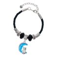 thumbnail image 1 of Delight Jewelry Silvertone Large Clear Crystal Owl on Hot Blue Moon Aunt Celtic Knot Leather Bead Bracelet, 7"+2" Extender, 1 of 4