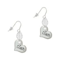 Delight Jewelry Silvertone Large ''Coach'' Heart Silvertone Leaf French Earrings