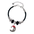 thumbnail image 1 of Delight Jewelry Silvertone Large Crescent Moon Santa Face Daughter Celtic Knot Leather Bead Bracelet, 7"+2" Extender, 1 of 4