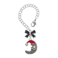 thumbnail image 1 of Delight Jewelry Silvertone Large Crescent Moon Santa Face - Silvertone Black Bow Charm Accessory for Tumblers and Thermal Cups, 1 of 4