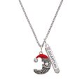 thumbnail image 1 of Delight Jewelry Silvertone Large Crescent Moon Santa Face Silvertone Guardian Angel Bar Charm Necklace, 23", 1 of 4