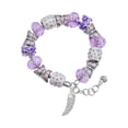 thumbnail image 1 of Delight Jewelry Silvertone Large Crystal Sabre Tooth Purple Butterfly Bead Charm Bracelet, 7"+1" Extender, 1 of 5