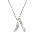 thumbnail image 1 of Delight Jewelry Silvertone Large Crystal Sabre Tooth Silvertone Live the Life You Have Imagined Bar Charm Necklace, 23", 1 of 4