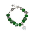 thumbnail image 1 of Delight Jewelry Silvertone Large December - Teal Crystal Heart - Green Irish Luck Bead Charm Bracelet, 7.5", 1 of 4