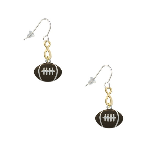 Delight Jewelry Silvertone Large Enamel Football Gold Tone Infinity French Earrings