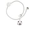 thumbnail image 1 of Delight Jewelry Silvertone Large Enamel Soccer ball Silver-tone Rose Link Chain Bracelet, 6.25"+1.75" Extender, 1 of 4