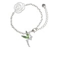 thumbnail image 1 of Delight Jewelry Silvertone Large Fairy with Lime Green Wings Silver-tone Flower Link Chain Bracelet, 6.75"+2" Extender, 1 of 4