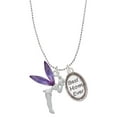 thumbnail image 1 of Delight Jewelry Silvertone Large Fairy with Purple Wings Best Mom Ever Charm Necklace, 1 of 4
