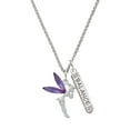 thumbnail image 1 of Delight Jewelry Silvertone Large Fairy with Purple Wings Silvertone Balance Bar Charm Necklace, 23", 1 of 4