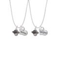 thumbnail image 1 of Delight Jewelry Silvertone Large Fancy Square with Rope Border Spinner Mother & Daughter Heart Necklaces (Set of 2), 19"+2", 1 of 4