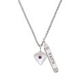 thumbnail image 1 of Delight Jewelry Silvertone Large February - Purple Crystal Heart Silvertone Believe Faith Prayer Hope Bar Charm Necklace, 23", 1 of 4